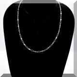 J022. 18K white gold necklace with bezel set diamonds on 16” link chain - $395 